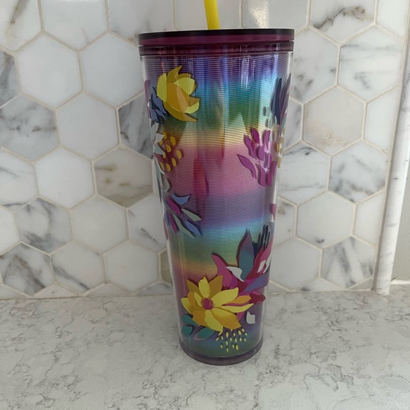 Starbucks Ombre Rainbow Floral Cold Cup 24oz Tumbler - Picture 3 of 7